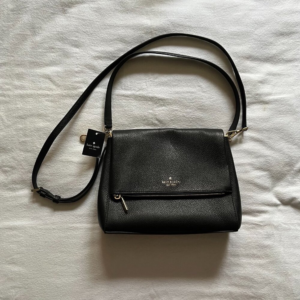 NWT Kate Spade NY Black Leather Adjustable Crossbody Purse - Picture 9 of 10